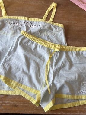 Gap Body Lightweight Blue & Yellow Trim Cotton Pajama Cami and Shorts